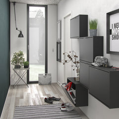 Shoes Shoe cabinet w. 4 tilting doors and 2 layers in Matt Black