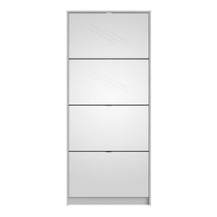 Shoes Shoe cabinet w. 4 mirror tilting doors and 2 layers in White