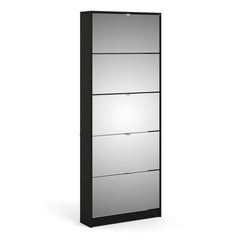 Shoes Shoe cabinet 5 Mirror tilting Doors in Black