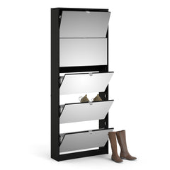 Shoes Shoe cabinet 5 Mirror tilting Doors in Black