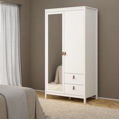 Barcelona Wardrobe with 1 door + 1 mirror door + 2 drawers White