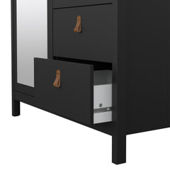 Barcelona Wardrobe with 1 door + 1 mirror door + 2 drawers Matt Black