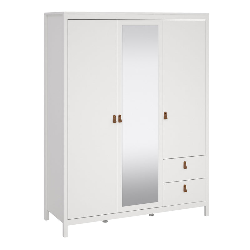 Barcelona Wardrobe with 2 doors + 1 mirror door + 2 drawers White