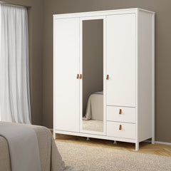 Barcelona Wardrobe with 2 doors + 1 mirror door + 2 drawers White