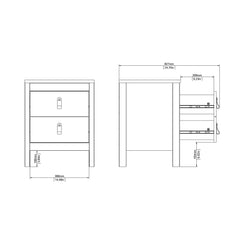 Barcelona Bedside Table 2 drawers in White