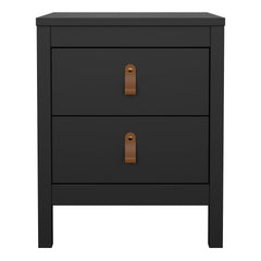 Barcelona Bedside Table 2 drawers in Matt Black