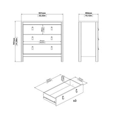 Barcelona Chest 3 drawers in Matt Black