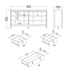 Barcelona Double dresser 4+4 drawers in White