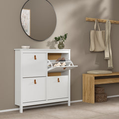 Barcelona Shoe cabinet 4 compartments in White