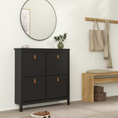 Barcelona Shoe cabinet 4 compartments in Matt Black