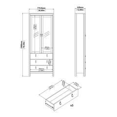 Barcelona China cabinet 2 doors w/glass + 3 drawers in White