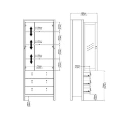 Barcelona China cabinet 2 doors w/glass + 3 drawers in White