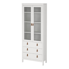 Barcelona China cabinet 2 doors w/glass + 3 drawers in White