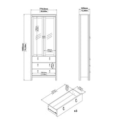 Barcelona China cabinet 2 doors w/glass + 3 drawers in Matt Black