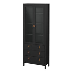 Barcelona China cabinet 2 doors w/glass + 3 drawers in Matt Black