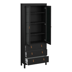 Barcelona China cabinet 2 doors w/glass + 3 drawers in Matt Black