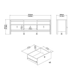 Barcelona Tv-unit 3 drawers in White