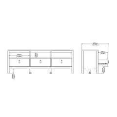 Barcelona Tv-unit 3 drawers in Matt Black