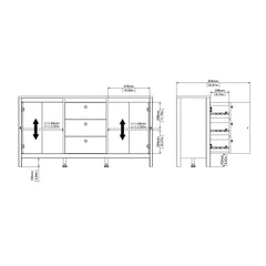 Barcelona Sideboard 2 doors + 3 drawers in White