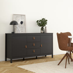 Barcelona Sideboard 2 doors + 3 drawers  in Matt Black