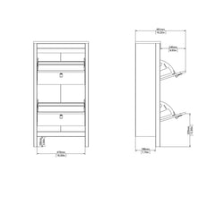 Barcelona Shoe Cabinet 2 Flap Door White