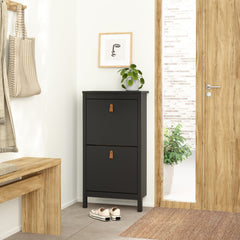 Barcelona Shoe Cabinet 2 flap doors Matt Black