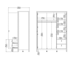 Madrid Wardrobe with 2 doors + 1 mirror door + 2 drawers White