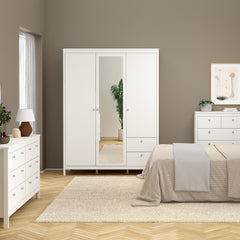 Madrid Wardrobe with 2 doors + 1 mirror door + 2 drawers White