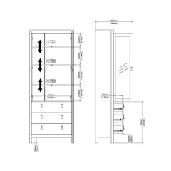 Madrid China cabinet 2 doors w/glass + 3 drawers in White