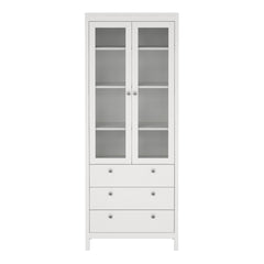 Madrid China cabinet 2 doors w/glass + 3 drawers in White