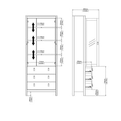 Madrid China cabinet 2 doors w/glass + 3 drawers in Matt Black