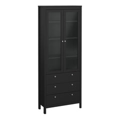 Madrid China cabinet 2 doors w/glass + 3 drawers in Matt Black