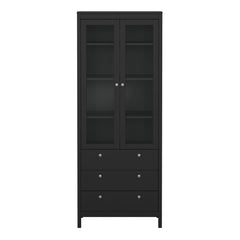 Madrid China cabinet 2 doors w/glass + 3 drawers in Matt Black