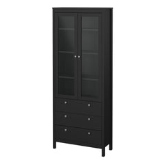 Madrid China cabinet 2 doors w/glass + 3 drawers in Matt Black