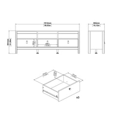 Madrid Tv-unit 3 drawers in White