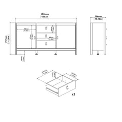 Madrid Sideboard 2 doors + 3 drawers in White