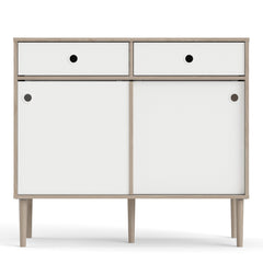 Rome Sideboard 2 Sliding Doors + 2 Drawers in Jackson Hickory Oak with Matt White