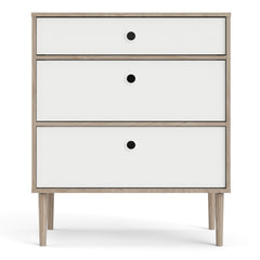 Rome Chest 3 Drawers in Jackson Hickory Oak with Matt White