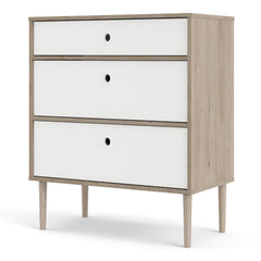 Rome Chest 3 Drawers in Jackson Hickory Oak with Matt White