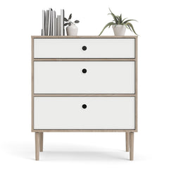 Rome Chest 3 Drawers in Jackson Hickory Oak with Matt White