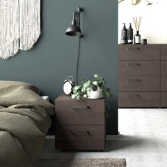 Dallas Nightstand 2 drawers Rovere Gessato Dark Oak