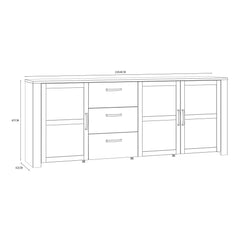 Bohol Large Sideboard in Riviera Oak/White