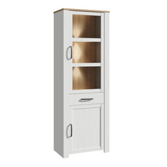 Bohol Narrow Display Cabinet in Riviera Oak/White