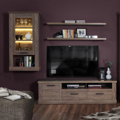 Corona Wall Display cabinet in Tabak Oak