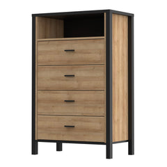 High Rock Chest of Drawers in Matt Black/Riviera Oak