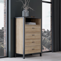 High Rock Chest of Drawers in Matt Black/Riviera Oak