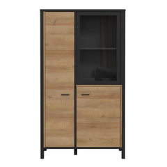 High Rock Small Display Cabinet in Matt Black/Riviera Oak