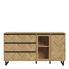 Nikomedes Sideboard in Spica Oak/Matt Black/Bartex Oak