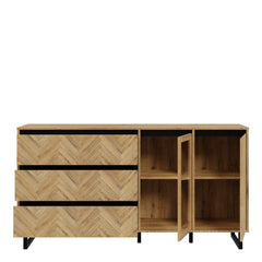 Nikomedes Sideboard in Spica Oak/Matt Black/Bartex Oak