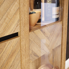 Nikomedes Display Cabinet in Spica Oak/Matt Black/Bartex Oak